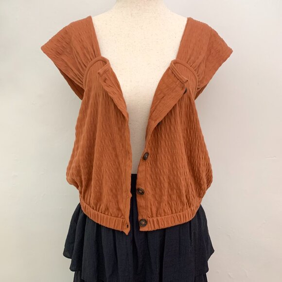 Madewell Terracota Smocked‎ Blouse Size Medium - Picture 7 of 8